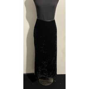 Venezia Jeans Skirt Womens‎ 14/16 Black Crushed Velvet Maxi Pull On Silk Blend
